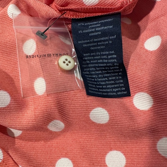 NWT Tommy Hilfiger Sleeveless Shirtdress Coral and White Polka Dot Size Small. - Picture 6 of 6